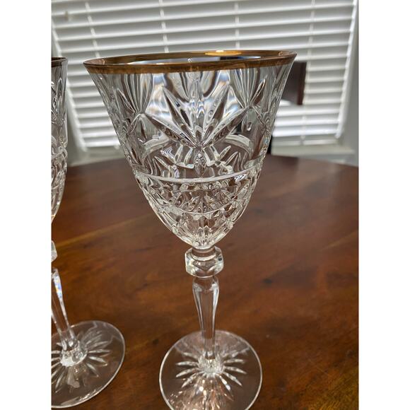 Cristal D’Arques France crystal Traditions Gold water wine goblets glasses x 2 - Picture 2 of 5